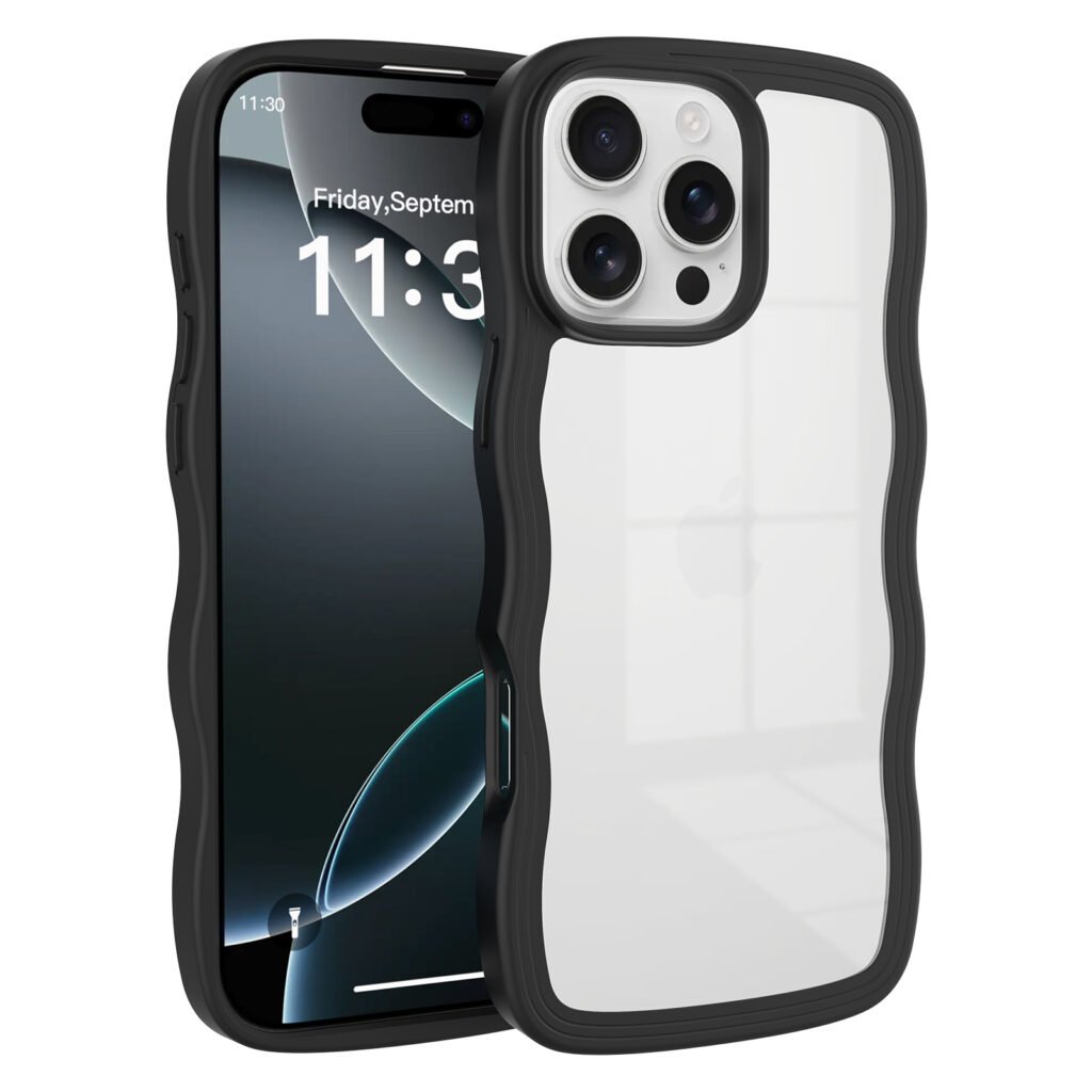 iPhone 16 Pro Max - Solid Color Wave Pattern Transparent Dual Integration