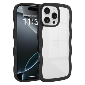 iPhone 16 Pro Max - Solid Color Wave Pattern Transparent Dual Integration - Image 8