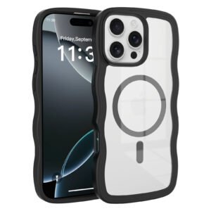 iPhone 16 Pro Max - Solid Color Wave Pattern Transparent Dual Integration - Image 9