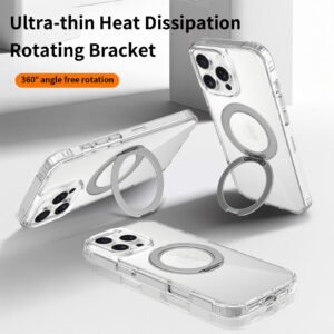 iPhone 16 Promax - Silver Shield Transparent Rotating Stand - Image 4