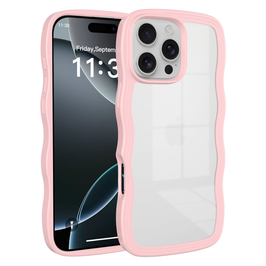 iPhone 16 Pro Max - Solid Color Wave Pattern Transparent Dual Integration