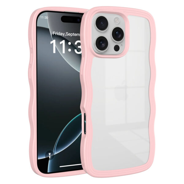 iPhone 16 Pro Max - Solid Color Wave Pattern Transparent Dual Integration