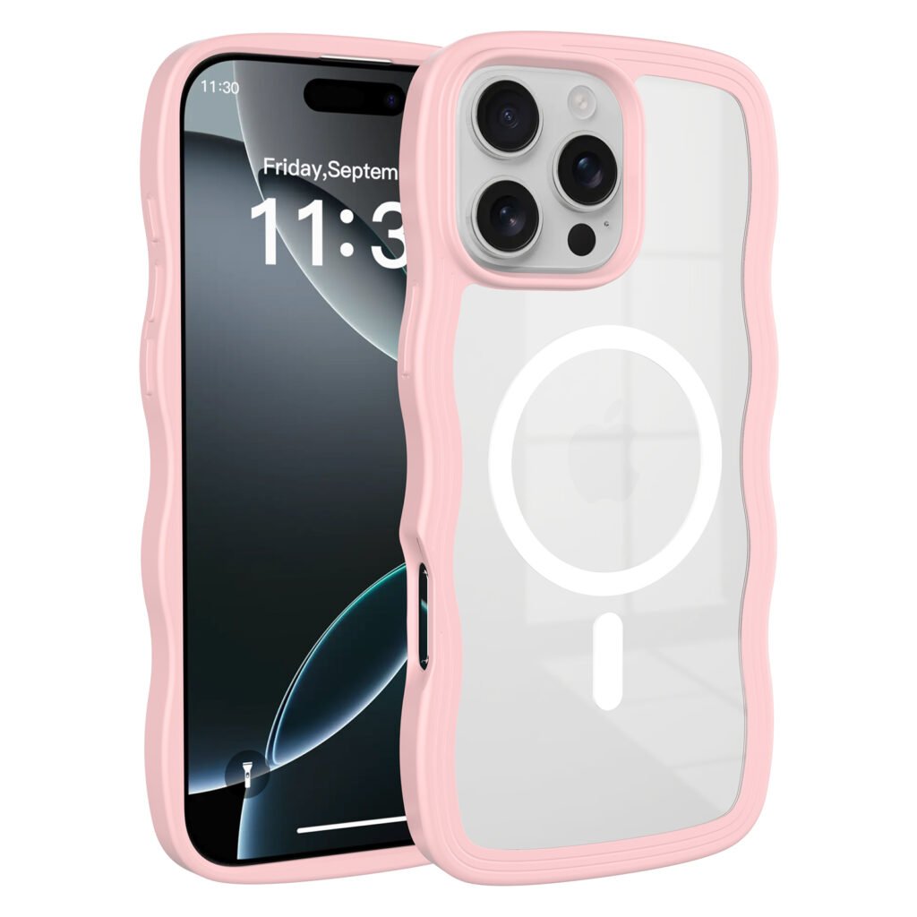 iPhone 16 Pro Max - Solid Color Wave Pattern Transparent Dual Integration