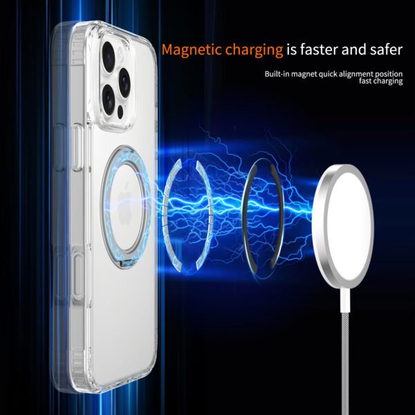 iPhone 16 Promax - Silver Shield Transparent Rotating Stand