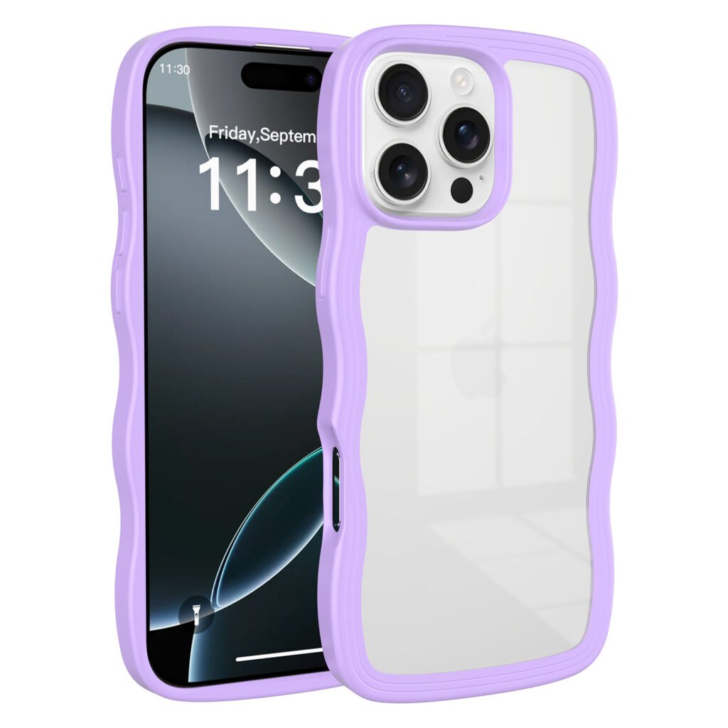 iPhone 16 Pro Max - Solid Color Wave Pattern Transparent Dual Integration