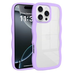 iPhone 16 Pro Max - Solid Color Wave Pattern Transparent Dual Integration - Image 12