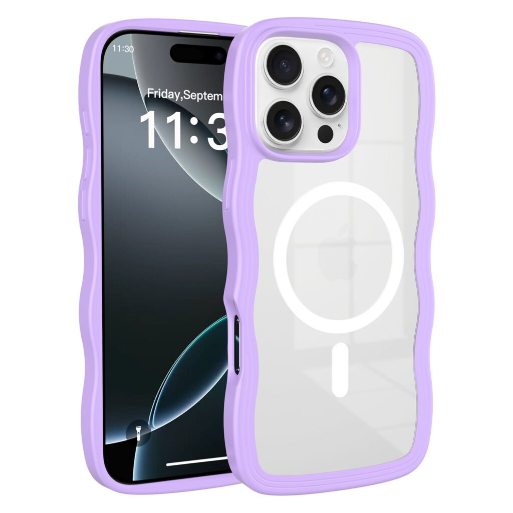 iPhone 16 Pro Max - Solid Color Wave Pattern Transparent Dual Integration
