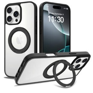 iPhone 16 Promax - Silver Shield Transparent Rotating Stand - Image 12