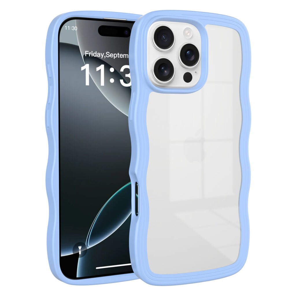 iPhone 16 Pro Max - Solid Color Wave Pattern Transparent Dual Integration