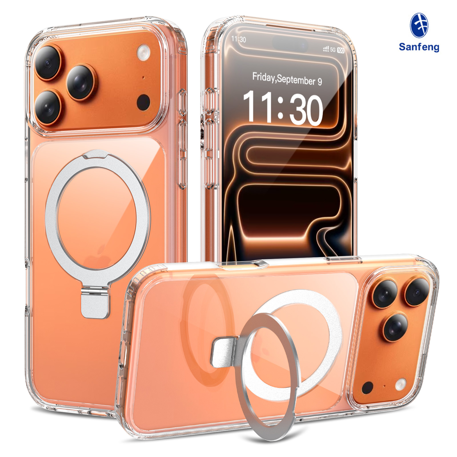 iPhone 18 Pro Max (17 Pro Max universal) Silver Shield Transparent Racket Stand - Image 7