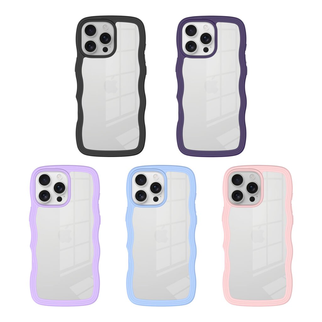 iPhone 16 Pro Max - Solid Color Wave Pattern Transparent Dual Integration