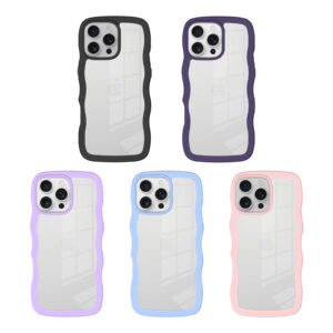 iPhone 16 Pro Max - Solid Color Wave Pattern Transparent Dual Integration