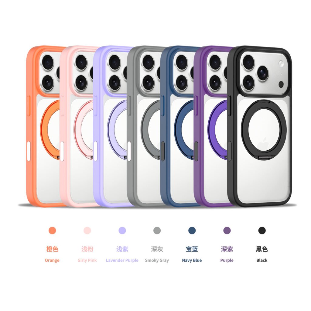 iPhone 17 Pro (18 Pro compatible) - Silver Shield Transparent Rotating Stand (with camera button)